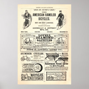 fietsadvertenties uit 1892 poster