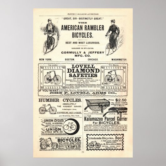  fietsadvertenties uit 1892 poster (Voorkant)