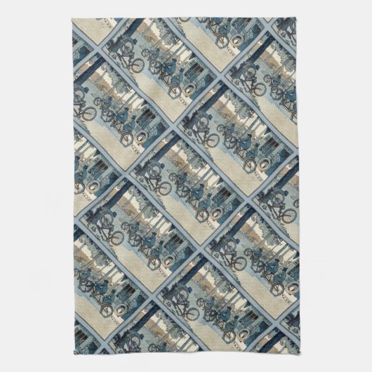  fietsafdrukken theedoek (Verticaal)