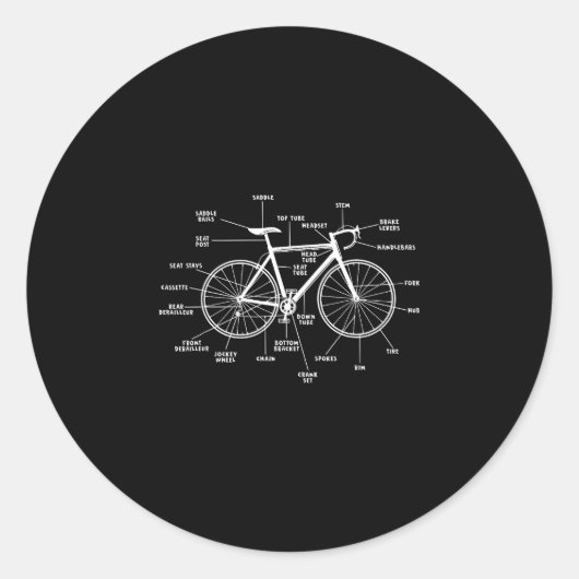 Fietsanatomie- grappige fietsdelen fietsen ronde sticker (Voorkant)