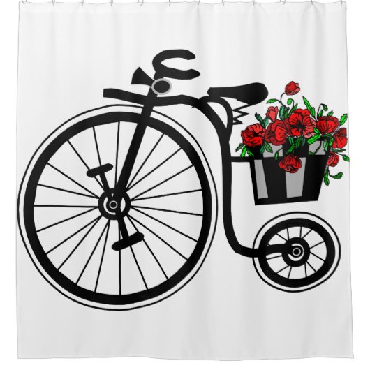  fietsbloemen douchegordijn (Voorkant)