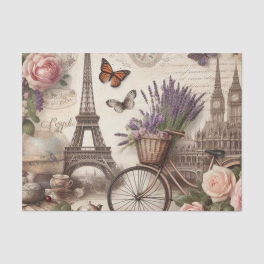 fietsbloemen en vlinders decoupage tissuepapier (Voorkant)