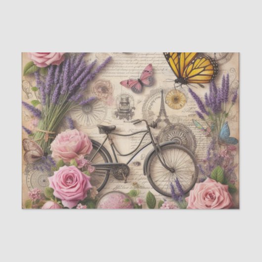  fietsbloemen en vlinders decoupage tissuepapier (Voorkant)