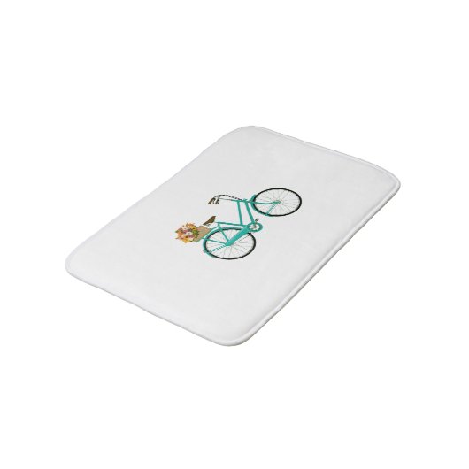 Fietsbloemenmand Turquoise Badmat (Gekanteld)