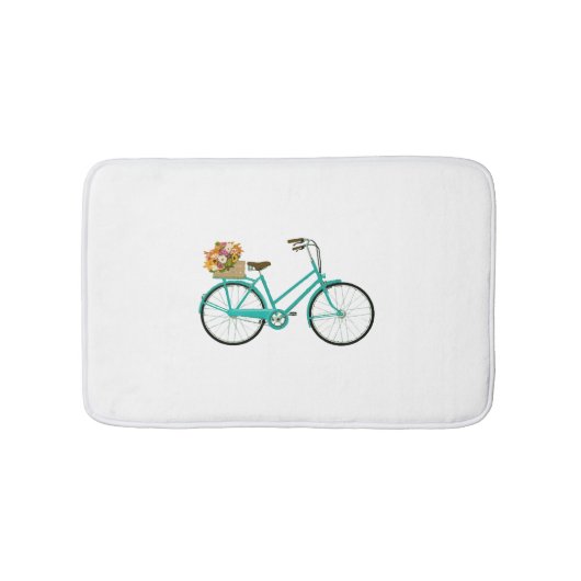  Fietsbloemenmand Turquoise Badmat (Voorkant)