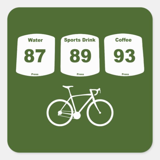 Fietsbrandstof: water, Drink in de sport, koffie Vierkante Sticker (Voorkant)