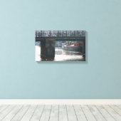Fietsbrug Winter Scène Amsterdam Canvas Print (Insitu (Houten vloer))