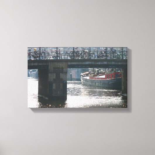 Fietsbrug Winter Scène Amsterdam Canvas Print (Voorkant)