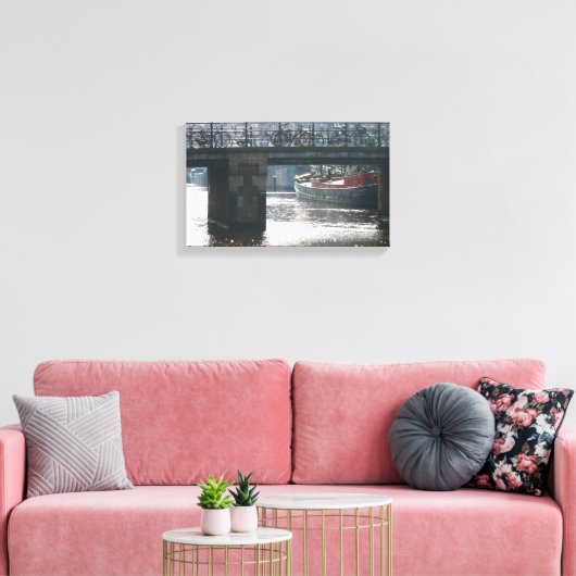 Fietsbrug Winter Scène Amsterdam Canvas Print (Insitu (Woonkamer))