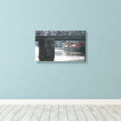 Fietsbrug Winter Scène Amsterdam Canvas Print (Insitu (Houten vloer))