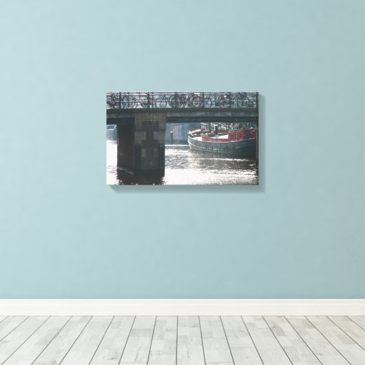 Fietsbrug Winter Scène Amsterdam Canvas Print (Insitu (Houten vloer))