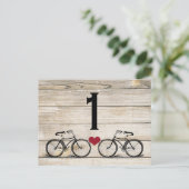 fietsbruiloft tafel nummers briefkaart (Staand voorkant)