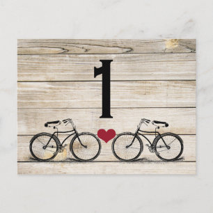 fietsbruiloft tafel nummers briefkaart