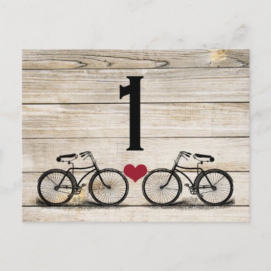 fietsbruiloft tafel nummers briefkaart (Voorkant)