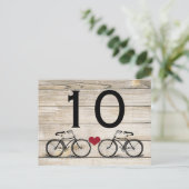 fietsbruiloft tafel nummers briefkaart (Staand voorkant)