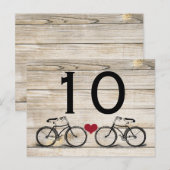 fietsbruiloft tafel nummers briefkaart (Voorkant / Achterkant)
