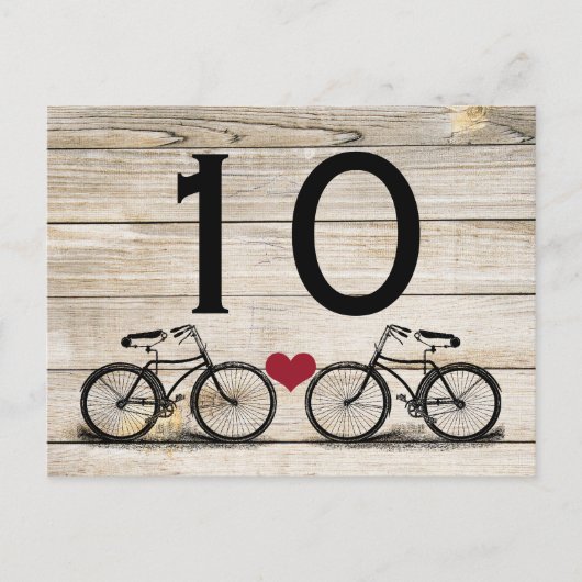 fietsbruiloft tafel nummers briefkaart (Voorkant)