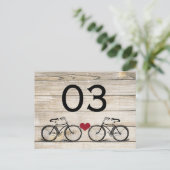 fietsbruiloft tafel nummers briefkaart (Staand voorkant)