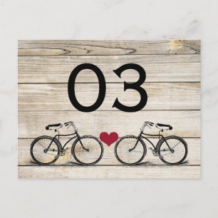  fietsbruiloft tafel nummers briefkaart