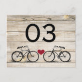 fietsbruiloft tafel nummers briefkaart (Voorkant)