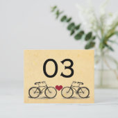 fietsbruiloft tafel nummers briefkaart (Staand voorkant)