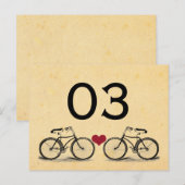 fietsbruiloft tafel nummers briefkaart (Voorkant / Achterkant)