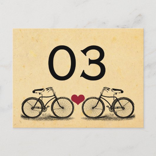 fietsbruiloft tafel nummers briefkaart (Voorkant)