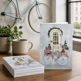 fietscruiser met bloemen notitiekaartje