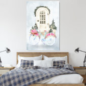 fietscruiser met verrekte bloemen canvas afdruk (Insitu (Slaapkamer))