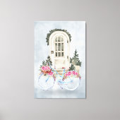 fietscruiser met verrekte bloemen canvas afdruk (Voorkant)
