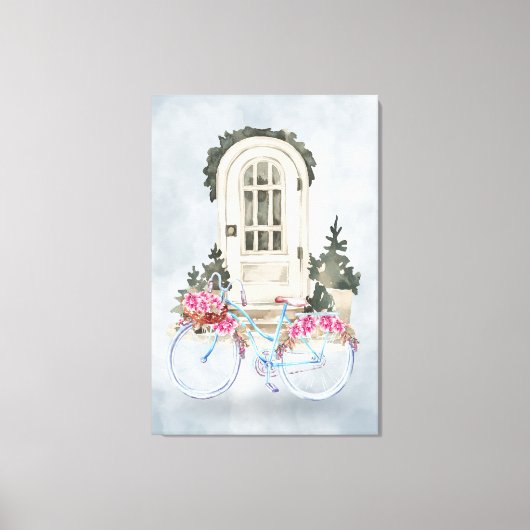 fietscruiser met verrekte bloemen canvas afdruk (Voorkant)