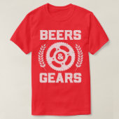Fietscyclist voor bier en tandwielen t-shirt (Design voorkant)