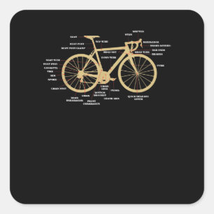 Fietscyclus Anatomy Road Bike Parts Biking Vierkante Sticker