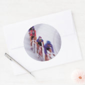Fietscyclus fietsenwielercyclus bij rackgebruik ronde sticker (Envelop)