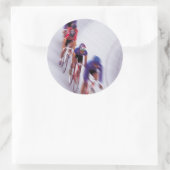 Fietscyclus fietsenwielercyclus bij rackgebruik ronde sticker (Tas)