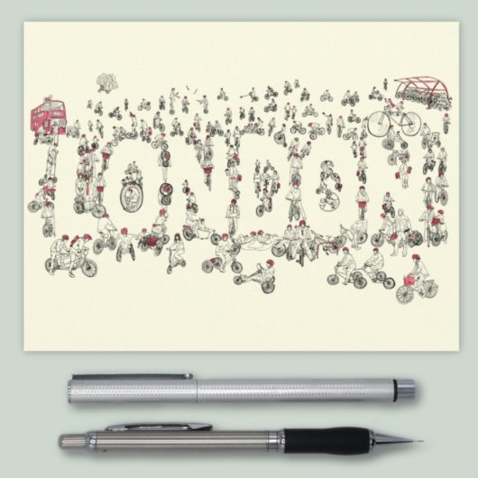 Fietscyclus london typografische illustratie briefkaart