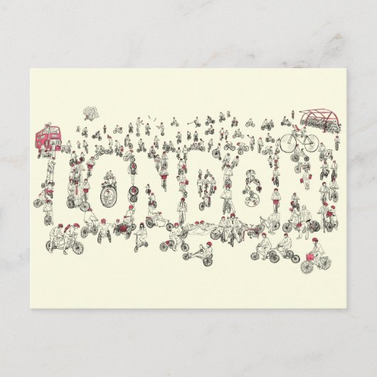Fietscyclus london typografische illustratie briefkaart (Voorkant)