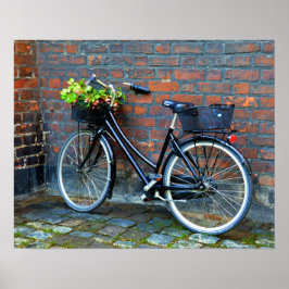 Fietscyclus met bloem, Kopenhagen, Denemarken Poster
