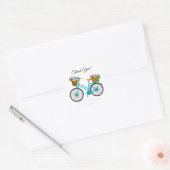 Fietscyclus met mand bloemen Hartelijk dank Ronde Sticker (Envelop)