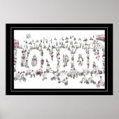Fietscyclus rond London Line Art Poster (Voorkant)