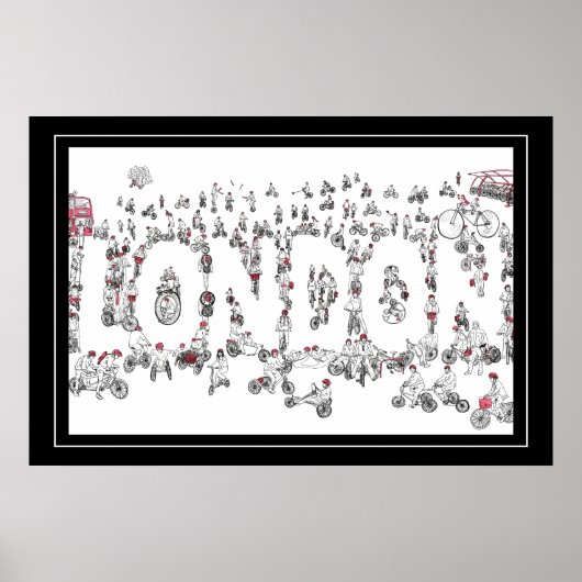 Fietscyclus rond London Line Art Poster (Voorkant)