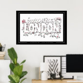 Fietscyclus rond London Line Art Poster (Thuiskantoor)
