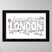 Fietscyclus rond London Line Art Poster (Voorkant)