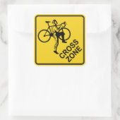 Fietscylockruis Road Sign Vierkante Sticker (Tas)