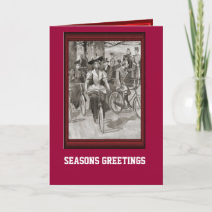  Fietsdady op de fiets Feestdagen Kaart