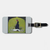 fietsdame en hond bagagelabel (Voorkant horizontaal)