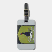 fietsdame en hond bagagelabel (Voorkant verticaal)