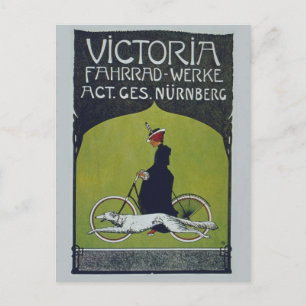 fietsdame en hond briefkaart