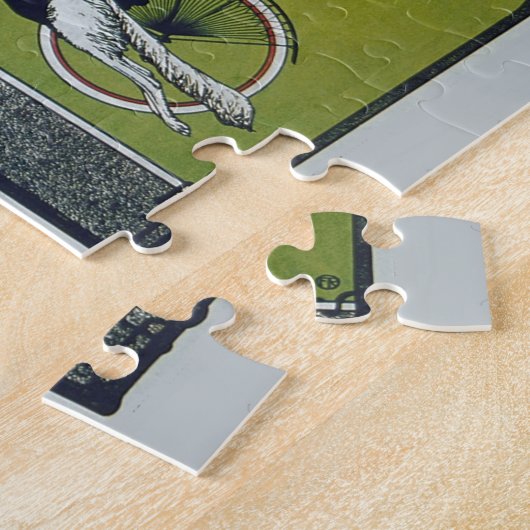  fietsdame en hond legpuzzel (Zijkant)