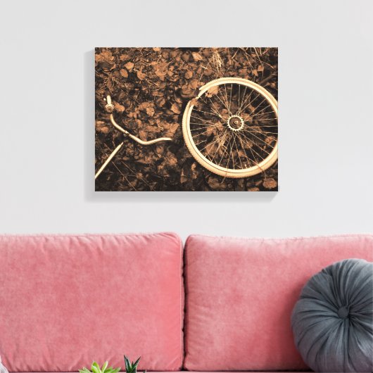 Fietsdelen met herfstbladeren canvas afdruk (Insitu (Woonkamer))